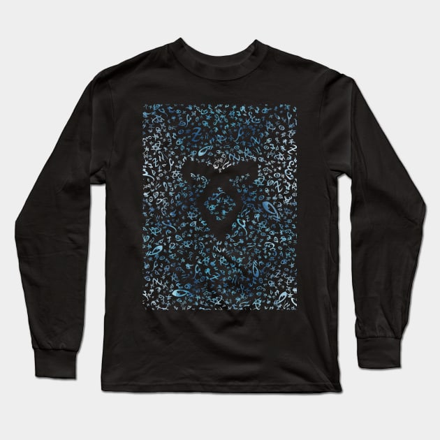 Shadowhunters rune / The mortal instruments - pattern / texture with vanishing angelic power rune (blue watercolors) - Clary, Alec, Jace, Izzy, Magnus Long Sleeve T-Shirt by Vane22april